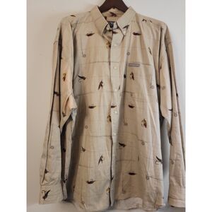 CHAPS RALPH LAUREN MEN FISHING LURE CREAM LONG SLEEVE BUTTON‎ FRONT SIZE XXL BIG